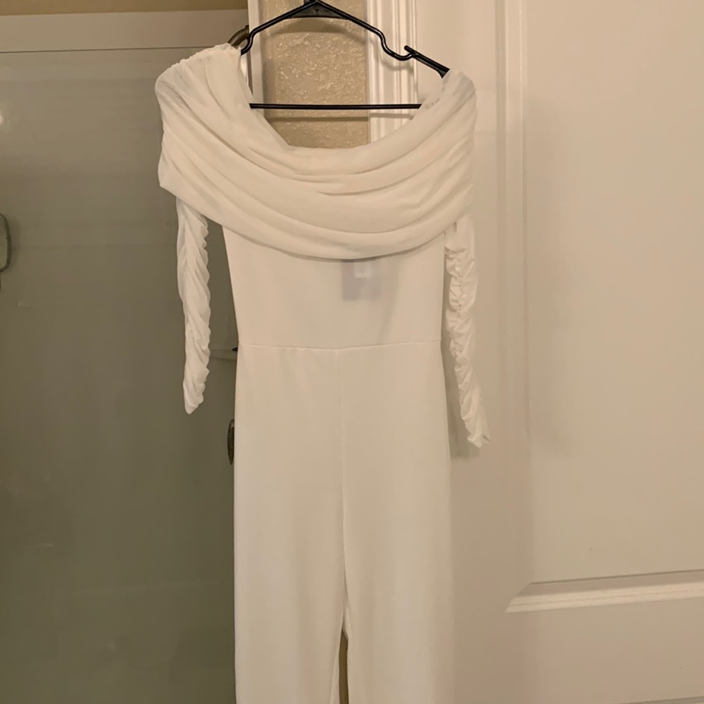 White dressy one piece jump suit